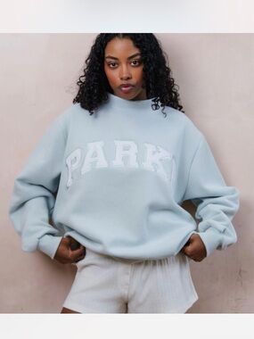 NIB PARK Bridal Varsity Mockneck - Pale Blue